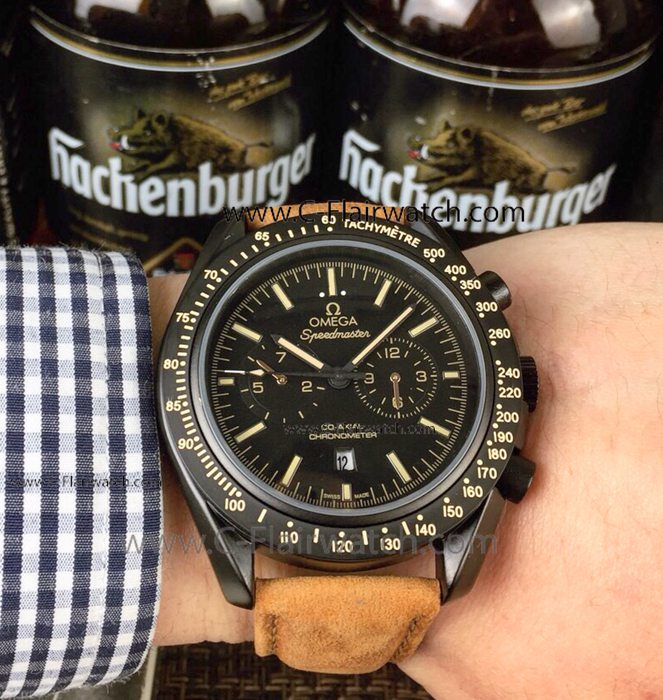 Omega Speedmaster Automatic Copy Watch - Solid Black Case